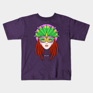 Mardi Gras Woman Kids T-Shirt